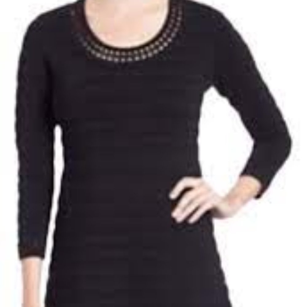 Karl Lagerfeld Black Ribbed Knit Dress